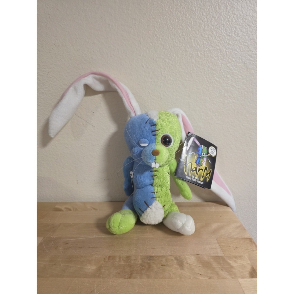 Alex Pardee's Harm Blue Green & Pink Plush Bunny 2003 With Tag Alex Pardee